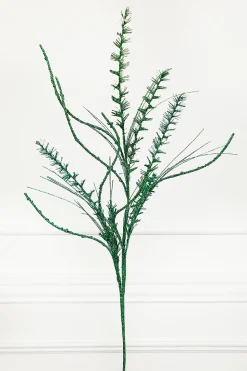 35" Glitter/Mica Mini Leaf/Grass Spray - Green