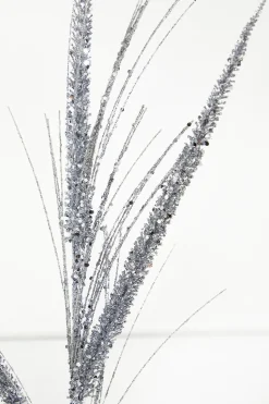 34" Glitter/Mica Triple Spike Grass Spray - Silver