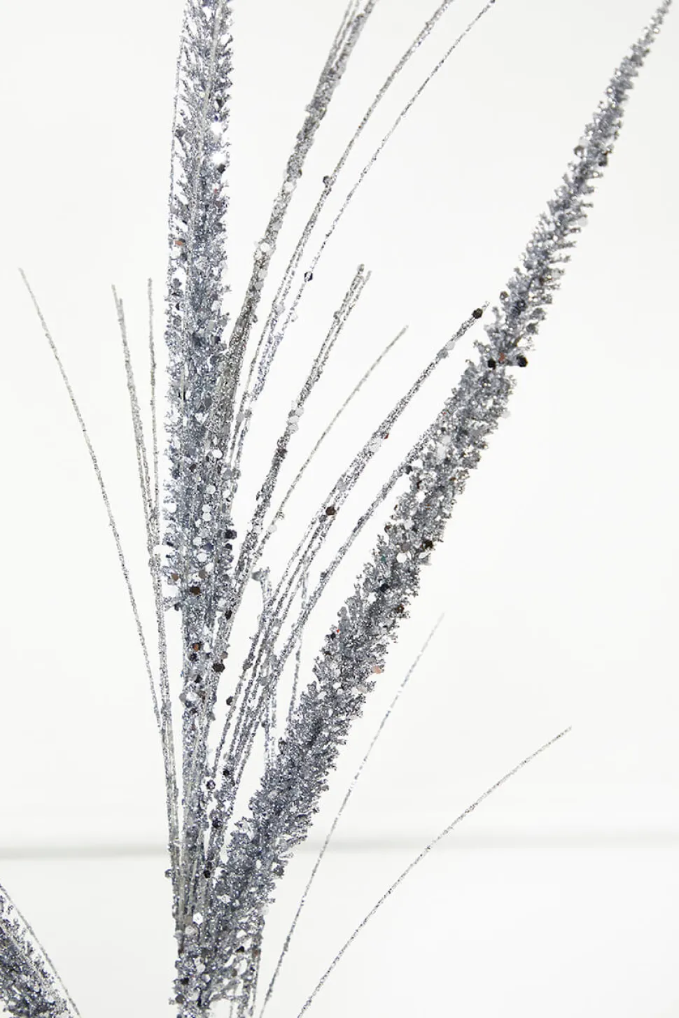 34" Glitter/Mica Triple Spike Grass Spray - Silver