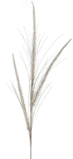 34” Glitter Mica Triple Spike Grass Spray - White