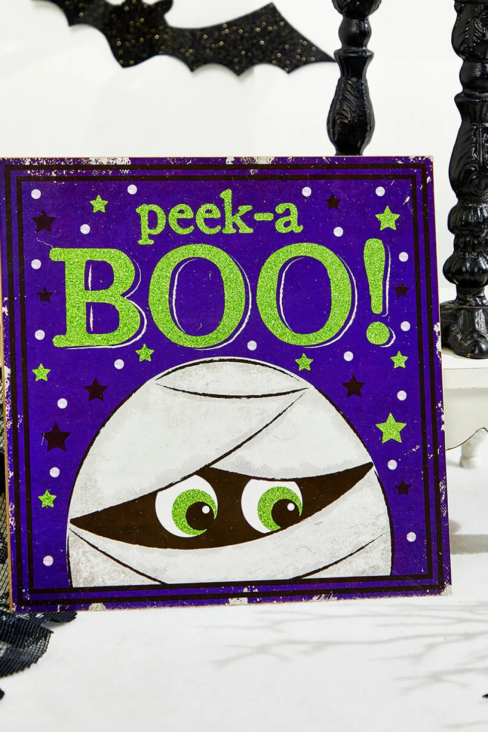 10" Glitter Peek-A Boo Mummy Sign