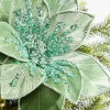 22" Glitter Poinsettia Stem - Green