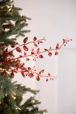 32” Glitter Red/Green Smilax Spray