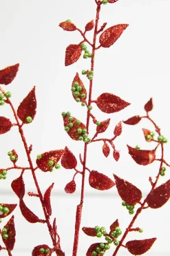 32” Glitter Red/Green Smilax Spray