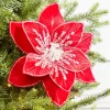 22" Glitter Red Poinsettia Stem