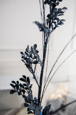 27” Glitter/Sequin Boxwood Grass Christmas Sprays - Midnight Blue