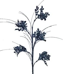 27” Glitter/Sequin Boxwood Grass Christmas Sprays - Midnight Blue