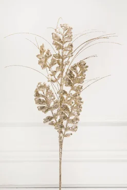 29" Glitter/Sequin Forest Fern Spray - Champagne