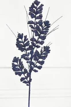 29" Glitter/Sequin Forest Fern Spray - Midnight Blue