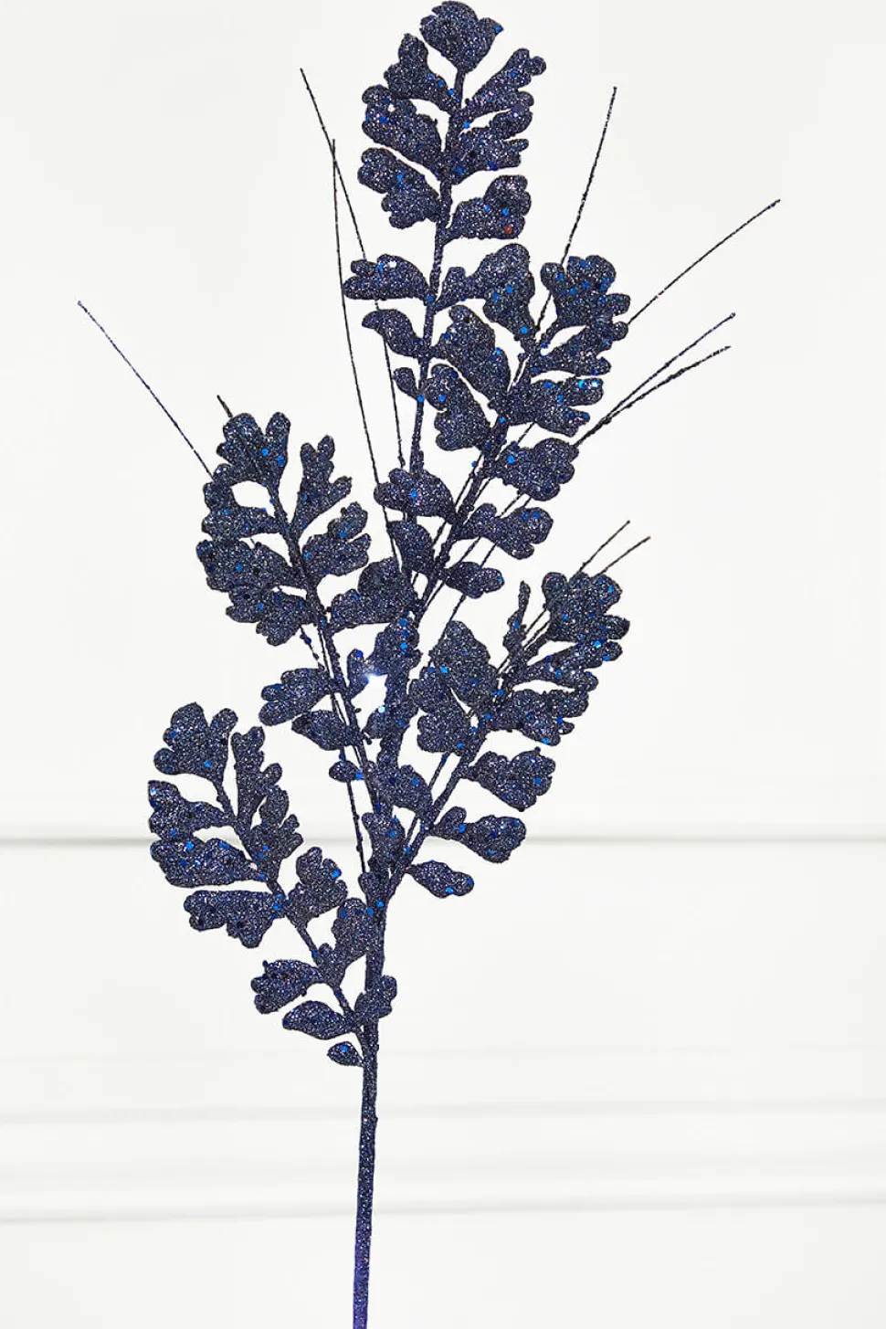 29" Glitter/Sequin Forest Fern Spray - Midnight Blue