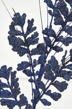 29" Glitter/Sequin Forest Fern Spray - Midnight Blue