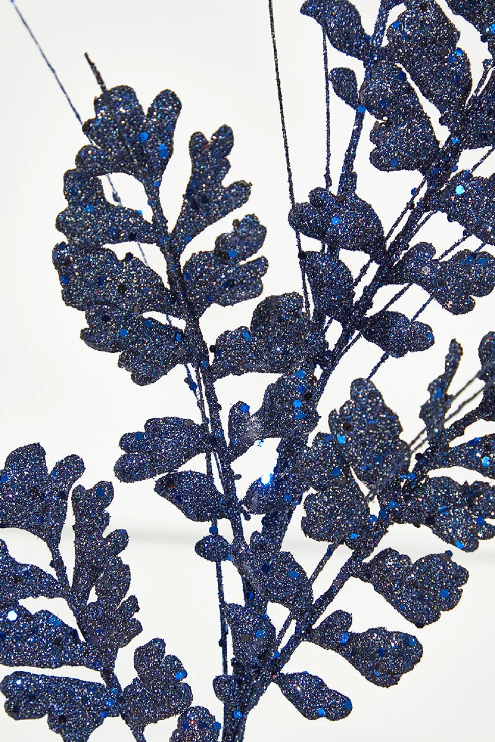 29" Glitter/Sequin Forest Fern Spray - Midnight Blue