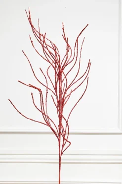 47” Glitter Sequin Wispy Willow Christmas Spray - Red