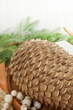 12” Glitter Sequoia Pinecone Ornament - Champagne