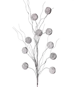 33” Glitter Silver Dollar/Twig Spray Silver
