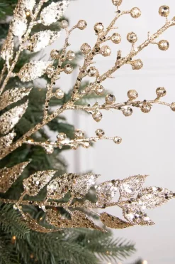 29” Glitter Smilax Berry Spray - Champagne