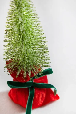 10” Glitter Tree In Felt Gift Sack