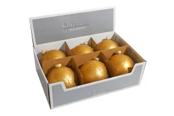 5" Gold Christmas Ball Ornaments - Set of 6