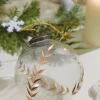 4" Golden Etched Laurel Glass Ornament