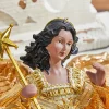 9" Gold Fabric Flying Black Angel Ornament