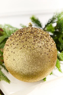 6" Gold Glitter Hanger Ball Ornament