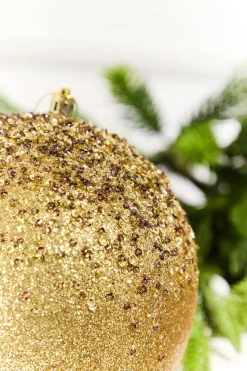 6" Gold Glitter Hanger Ball Ornament