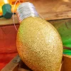 7" Gold Glitter Light Bulb Ornament