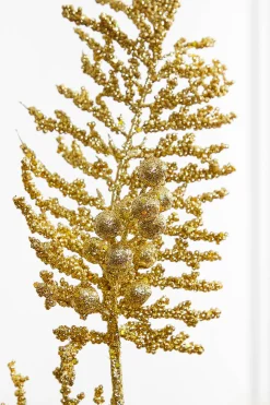 36" Gold Glitter Pine Berry Spray