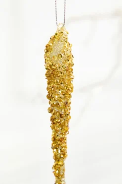 10" Gold Icicle Glass Ornament