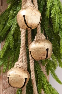 17" Gold Iron Jingle Bell & Jute Rope Ornament