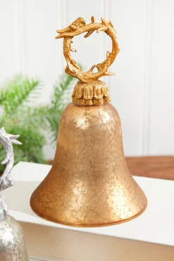 7" Gold/Silver Antler Bell Glass Ornament