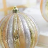 4" Gold/Silver Stripe Mercury Ball Ornament Box - Set of 4