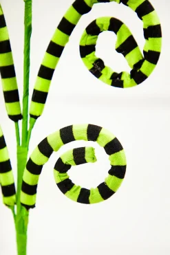 26" Green and Black Striped Curly Spray