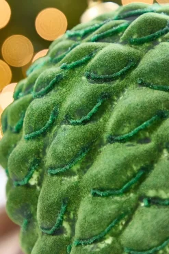 8.5" Green Flocked Pinecone Ornament
