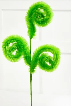 28" Green Furry Curly Spray