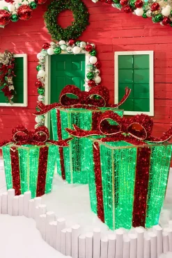 3'/4'/5' Green Gift Box Set with Red Bow