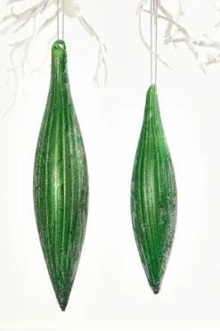 9" Green Glass Ornament