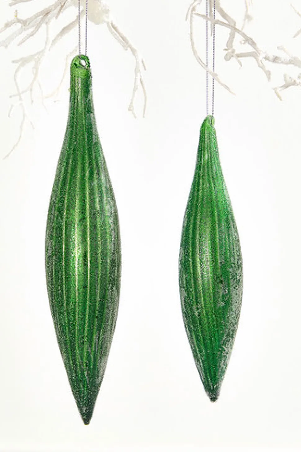 7" Green Glass Ornament