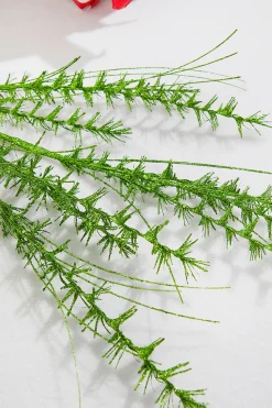 34” Green Glitter Grass Spray