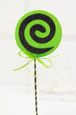 17" Green Glitter Lollipop Pick