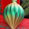 6” Green & Gold Drop Ornament