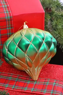 6" Green Gold Onion Ornament