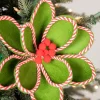 24” Green Peppermint Edge Round Poinsettia