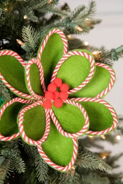 24” Green Peppermint Edge Round Poinsettia