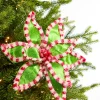 22" Green Peppermint Trim Poinsettia Stem
