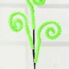 28" Green Puff Chenille Spiral Curly Spray