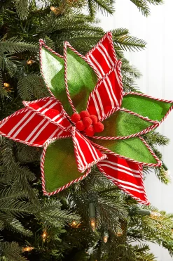 22" Green, Red and White with Striped Edge Stem