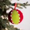4.5” Green & Red Christmas Felt Ball Ornament