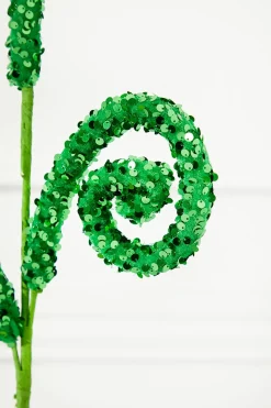 28" Green Sequin Curly Spray