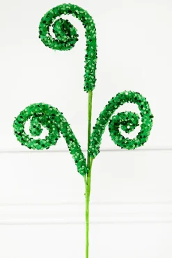 28" Green Sequin Curly Spray